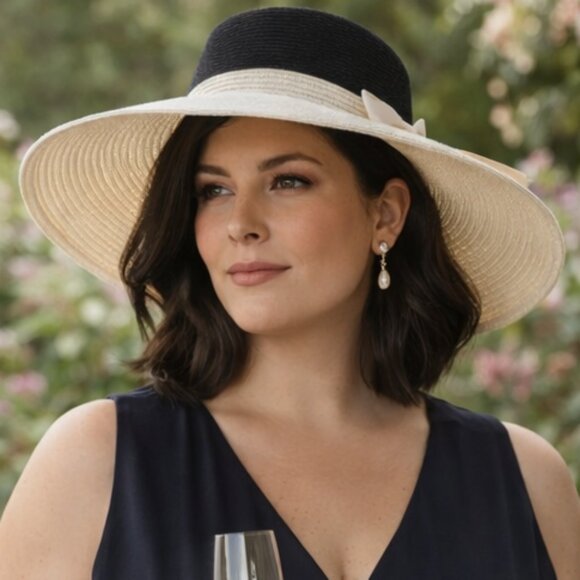 Magid Hats Black & Ivory Wide Brim Hat | 100% Paper Straw | Elegant Derby Church main image 10